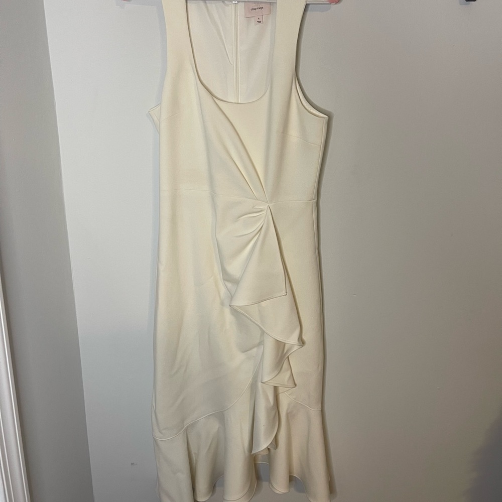 Cinq a Sept white midi mermaid ruffle dress